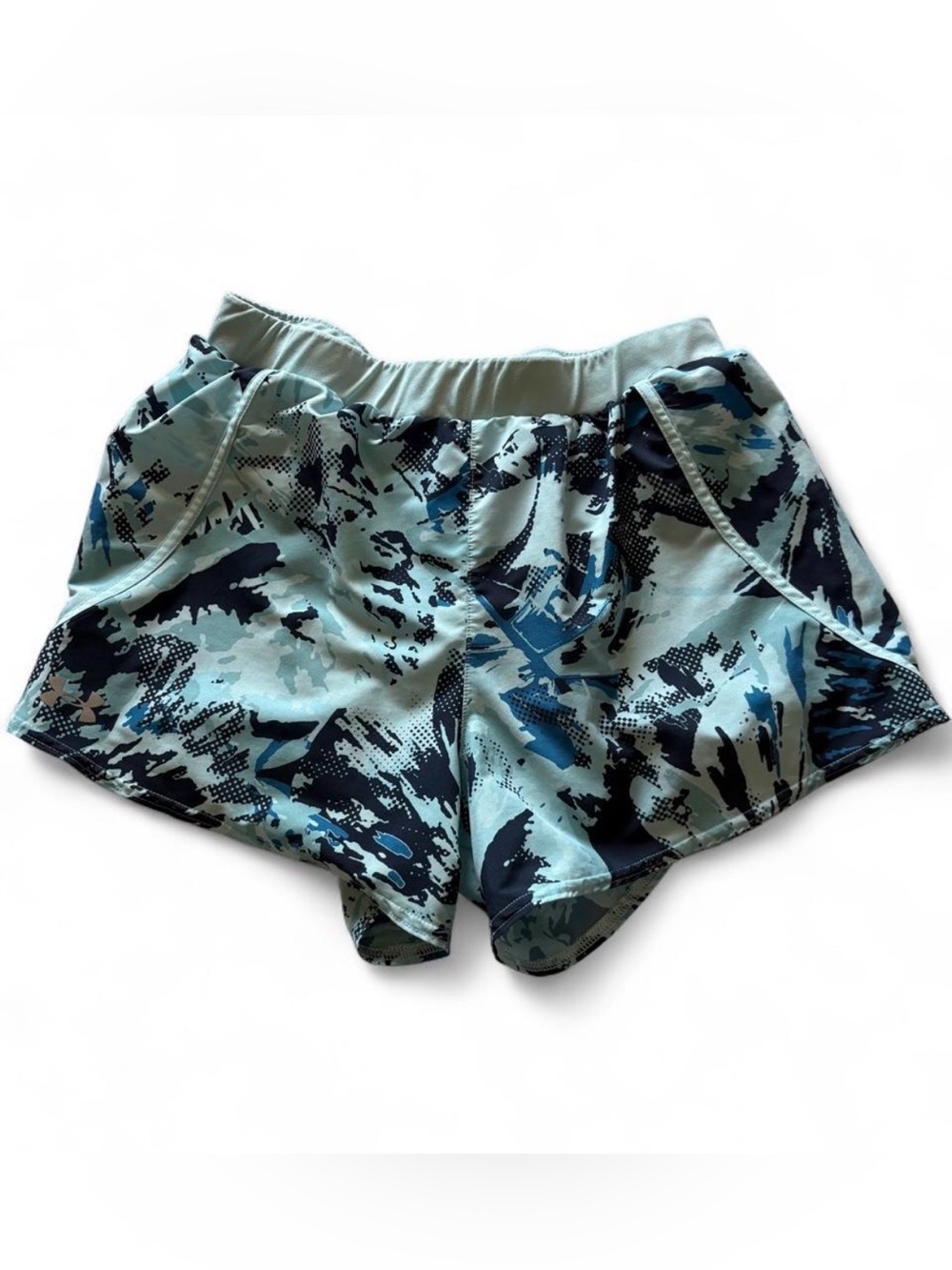 Under Armour Women’s Blue Camo Active Shorts with Insert Workout Activewear